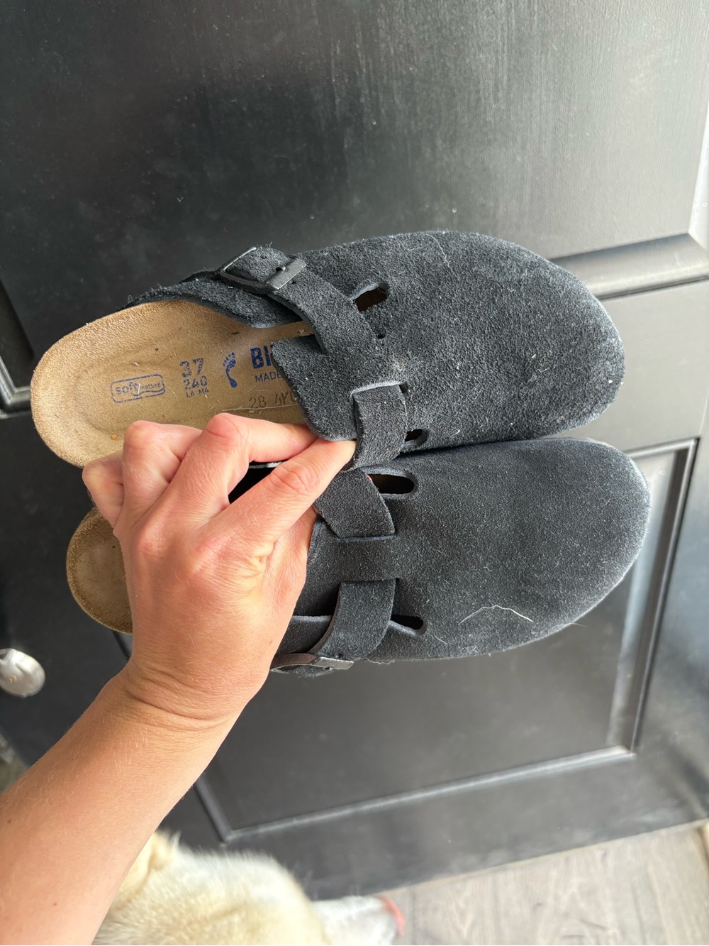 Birkenstock Black Suede Boston Clogs